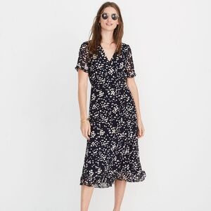 Madewell Ruffle-Edge Wrap Dress in Drifting Petals